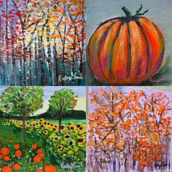 Fall Small Paintings on Wood